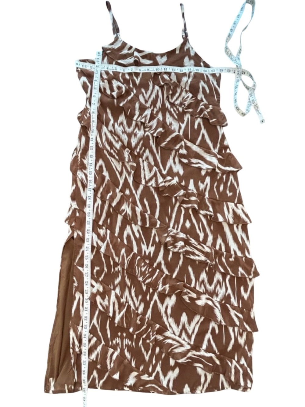 WDNY flowy tiered brown white rustic western wedding guest midi sundress NWT M - Picture 10 of 10